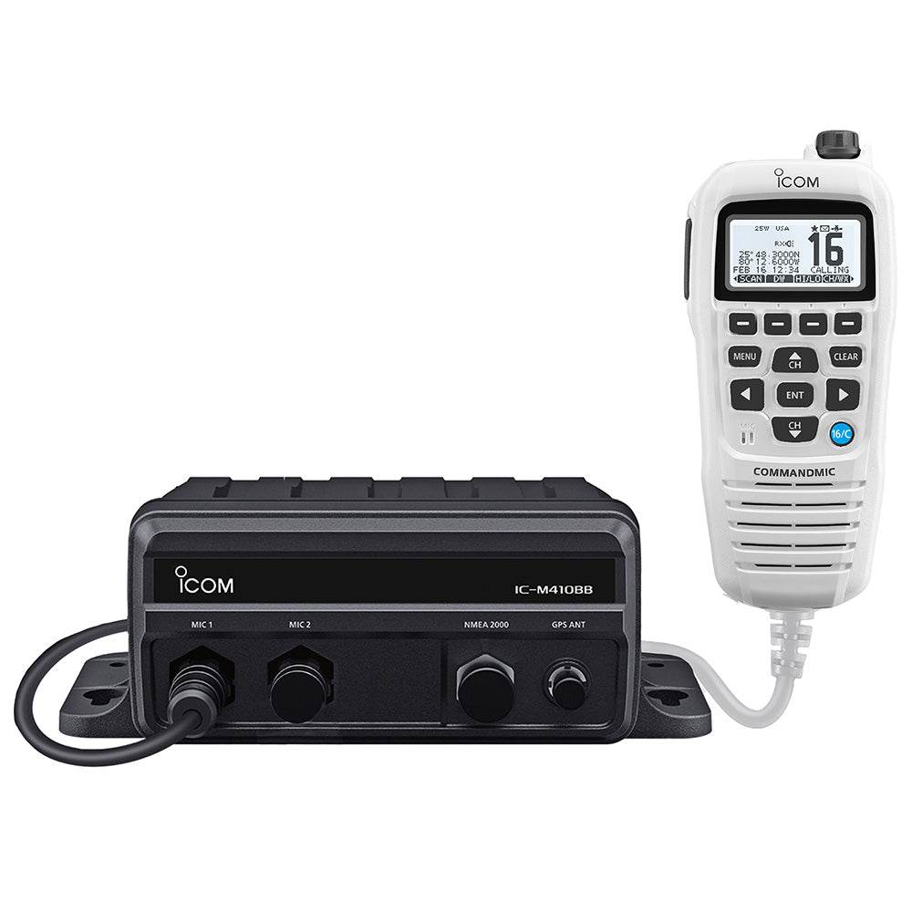 Suncoast Marine and Auto offers Icom M410BB GW 11 Black Box VHF w/White Command Mic 2 Command Mic Ports [M410BB GW 11]