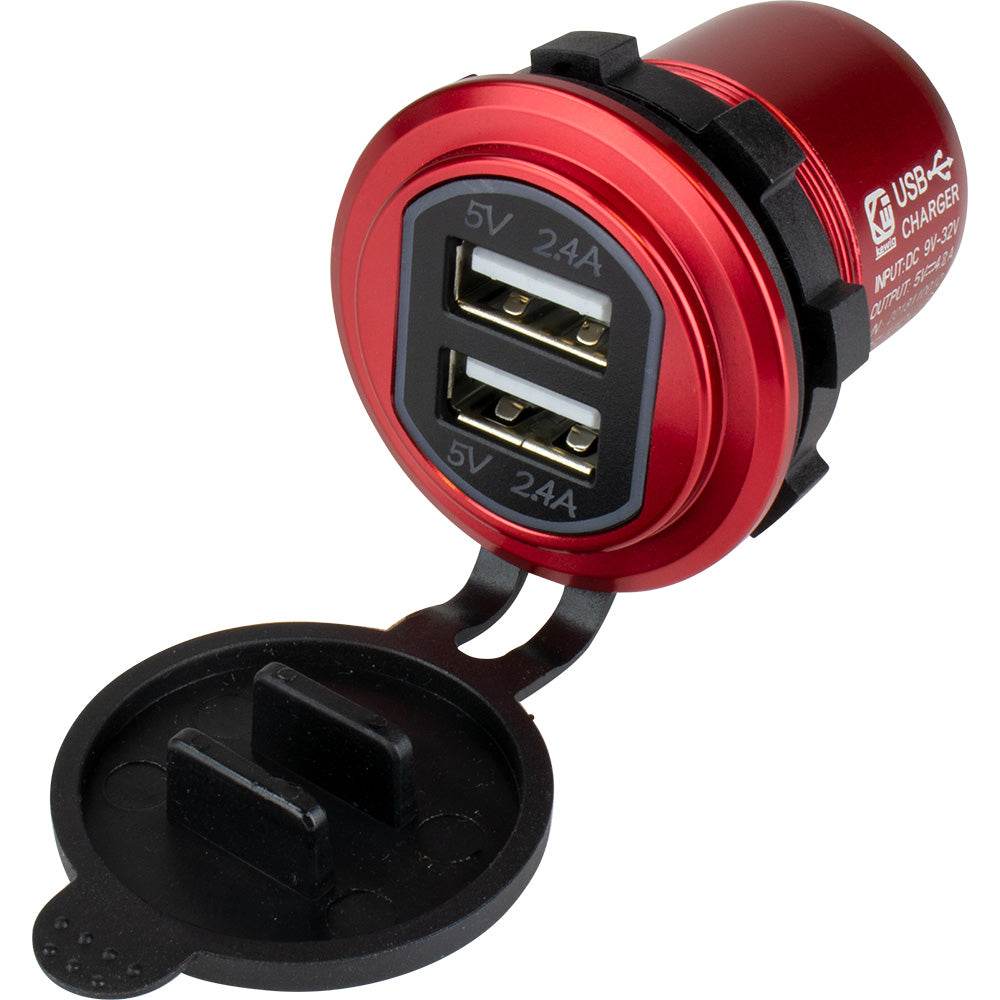 Suncoast Marine and Auto offers Sea-Dog Round Red Dual USB Charger w/1 Quick Charge Port + [426504-1]