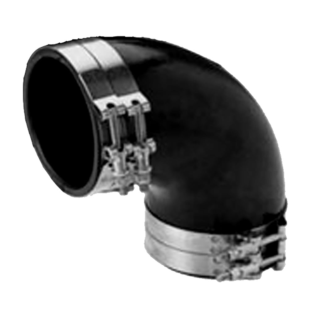 Suncoast Marine and Auto offers Trident Marine 3" ID 90-Degree EPDM Black Rubber Molded Wet Exhaust Elbow w/4 T-Bolt Clamps [TRL-390-S/S]