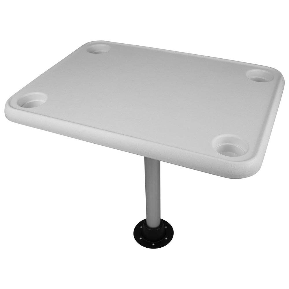 Suncoast Marine and Auto offers Wise White Rectangular Table - 4 Drink Holders w/Pedestal [8WD944]