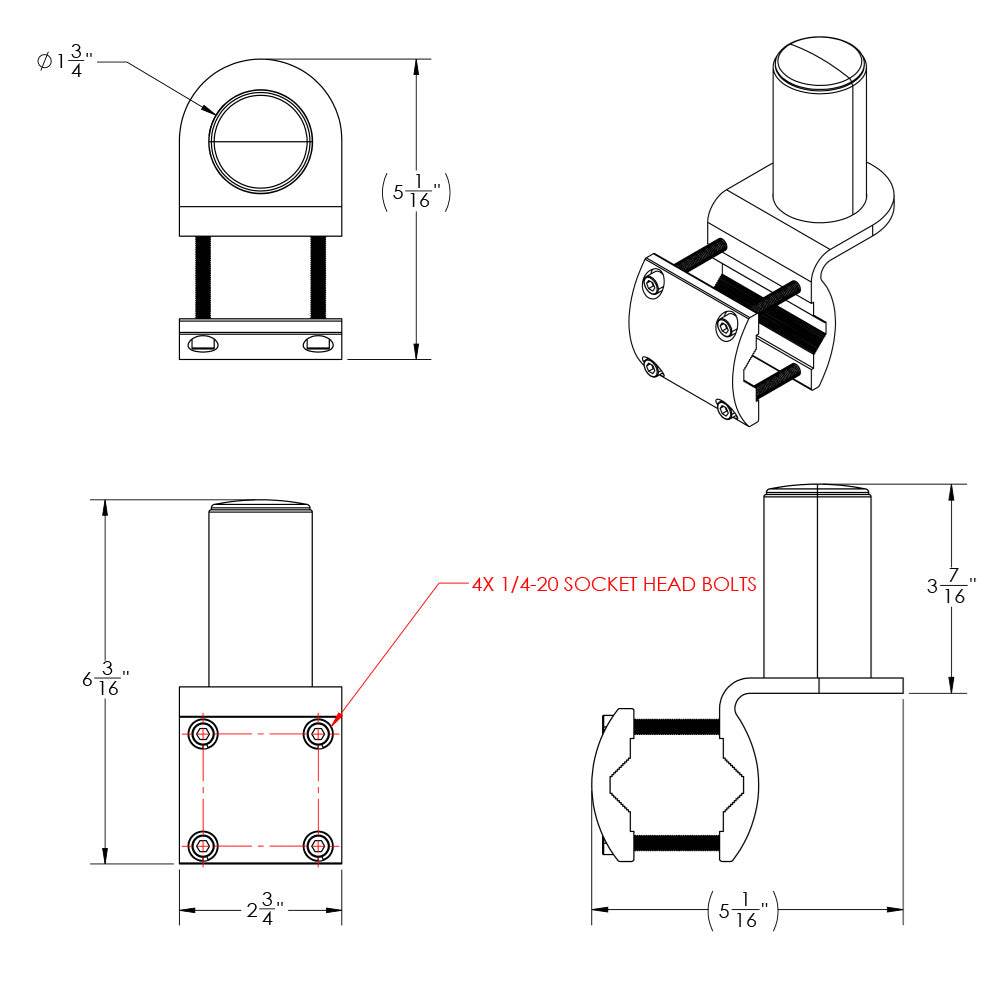 Suncoast Marine and Auto offers TACO ShadeFin Mini Square Tube Rail Mount [T10-4000-9]