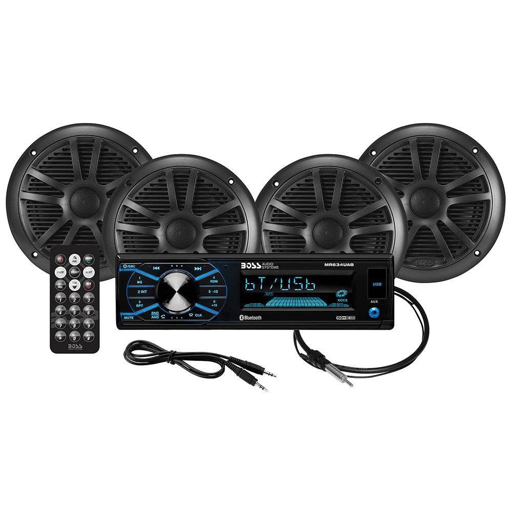 Suncoast Marine and Auto offers Boss Audio MCBK634B.64 Kit w/MR634UAB, 4 MR6B Speakers, MRANT10 Antenna [MCBK634B.64]