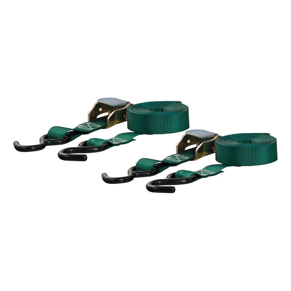 Suncoast Marine and Auto offers CURT 15 Dark Green Cargo Straps w/"S" Hooks - 300 lbs - 2 Pack [83015]