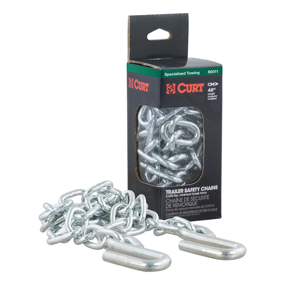 Suncoast Marine and Auto offers CURT 48" Safety Chain w/2 "S" Hooks - 2,000 lbs - Clear Zinc [80011]