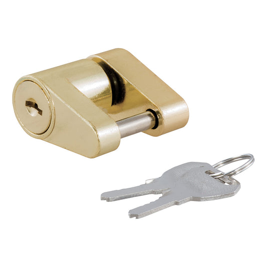 Suncoast Marine and Auto offers CURT Coupler Lock - 1/4" Pin - 3/4" Latch Span - Padlock - Brass-Plated [23022]