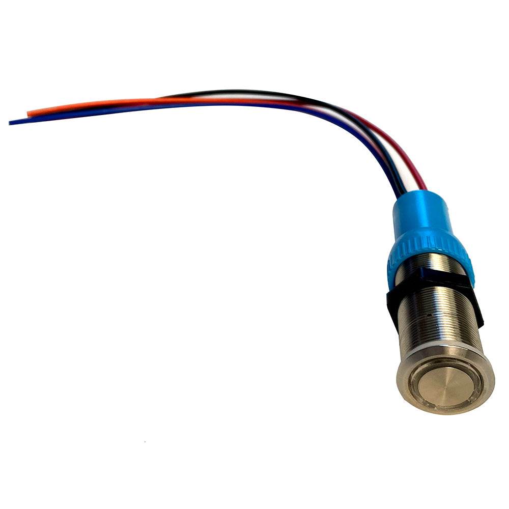 Suncoast Marine and Auto offers Bluewater 22mm Push Button Switch - Off/On Contact - Blue/Red LED - 1' Lead [9059-1113-1]