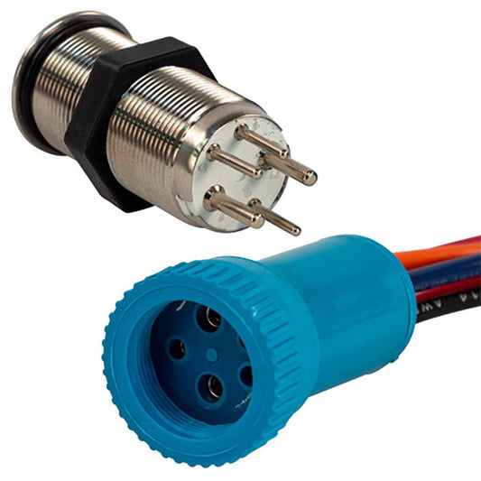 Suncoast Marine and Auto offers Bluewater 19mm Push Button Switch - Off/On Contact - Blue/Red LED - 1' Lead [9057-1113-1]