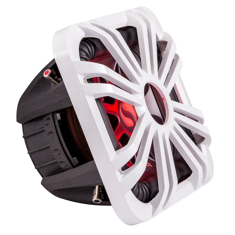 Suncoast Marine and Auto offers KICKER 12" Square Subwoofer Grille f/11S12L7 44L7S12 - White, LED Lighting [11L712GLW]