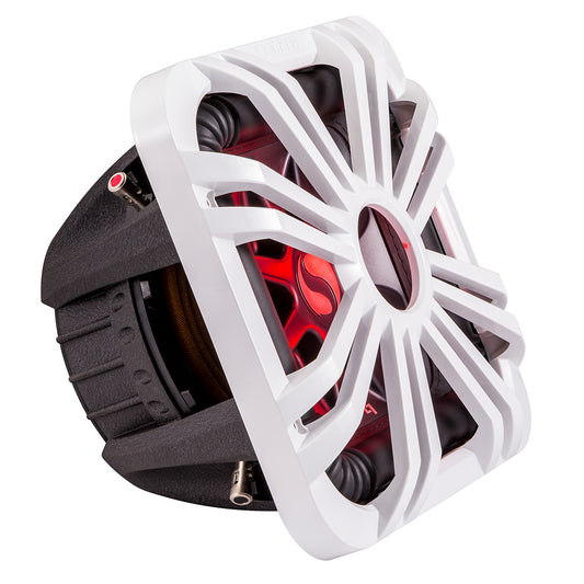 Suncoast Marine and Auto offers KICKER 10" Square Subwoofer Grille f/11S10L7 44L7S10 - White, LED Lighting [11L710GLW]