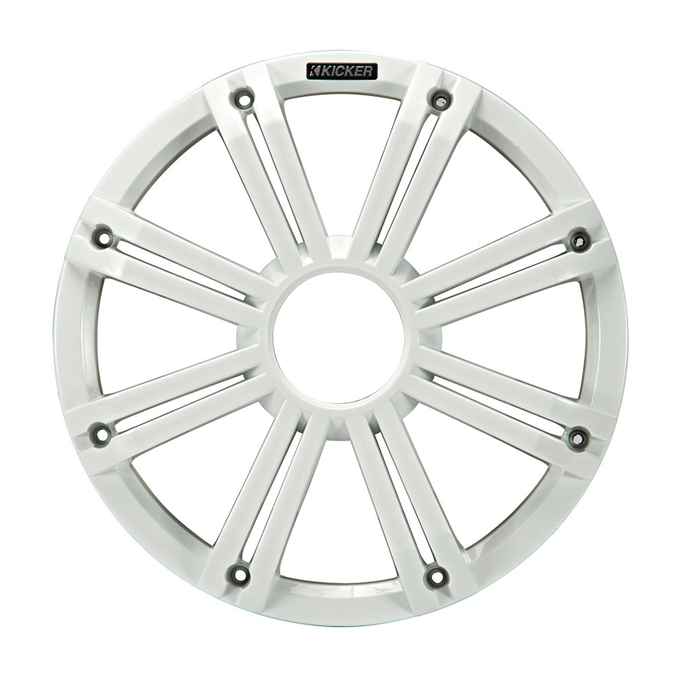 Suncoast Marine and Auto offers KICKER KMG10 10" Grille f/KM10 KMF10 Subwoofers - White, LED Lighting [45KMG10W]