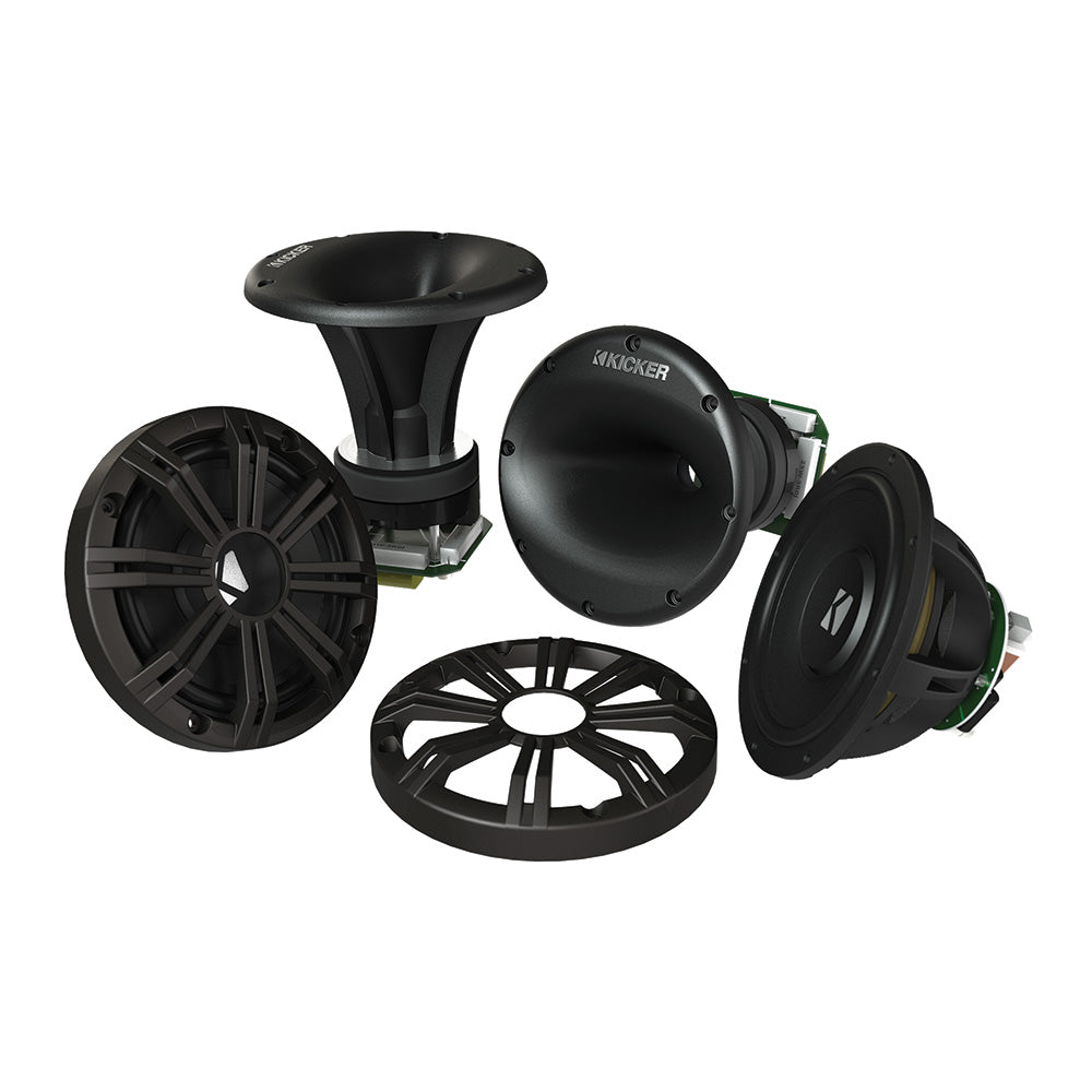 Suncoast Marine and Auto offers KICKER KMS67 6.75" Horn Loaded Tower System - 4-Ohm, Charcoal [41KMS674C]