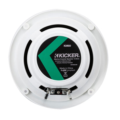 Suncoast Marine and Auto offers KICKER KM60 6.5" Marine Coaxial Speakers w/1/2" Tweeters - 4-Ohm, White w/Blue LED [49KM604WL]