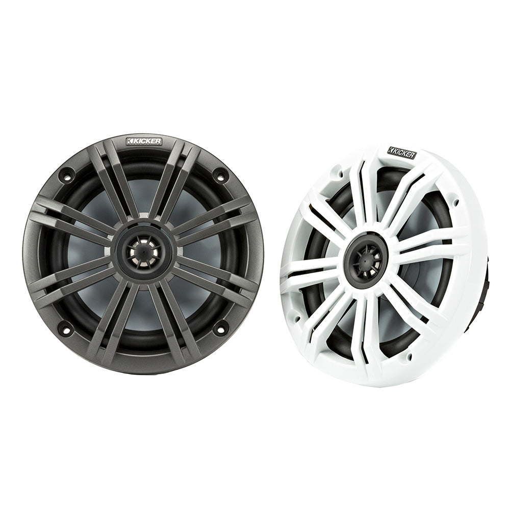 Suncoast Marine and Auto offers KICKER KM65 6.5" Marine Coaxial Speakers w/3/4" Tweeters - 4-Ohm, Charcoal White [45KM654]