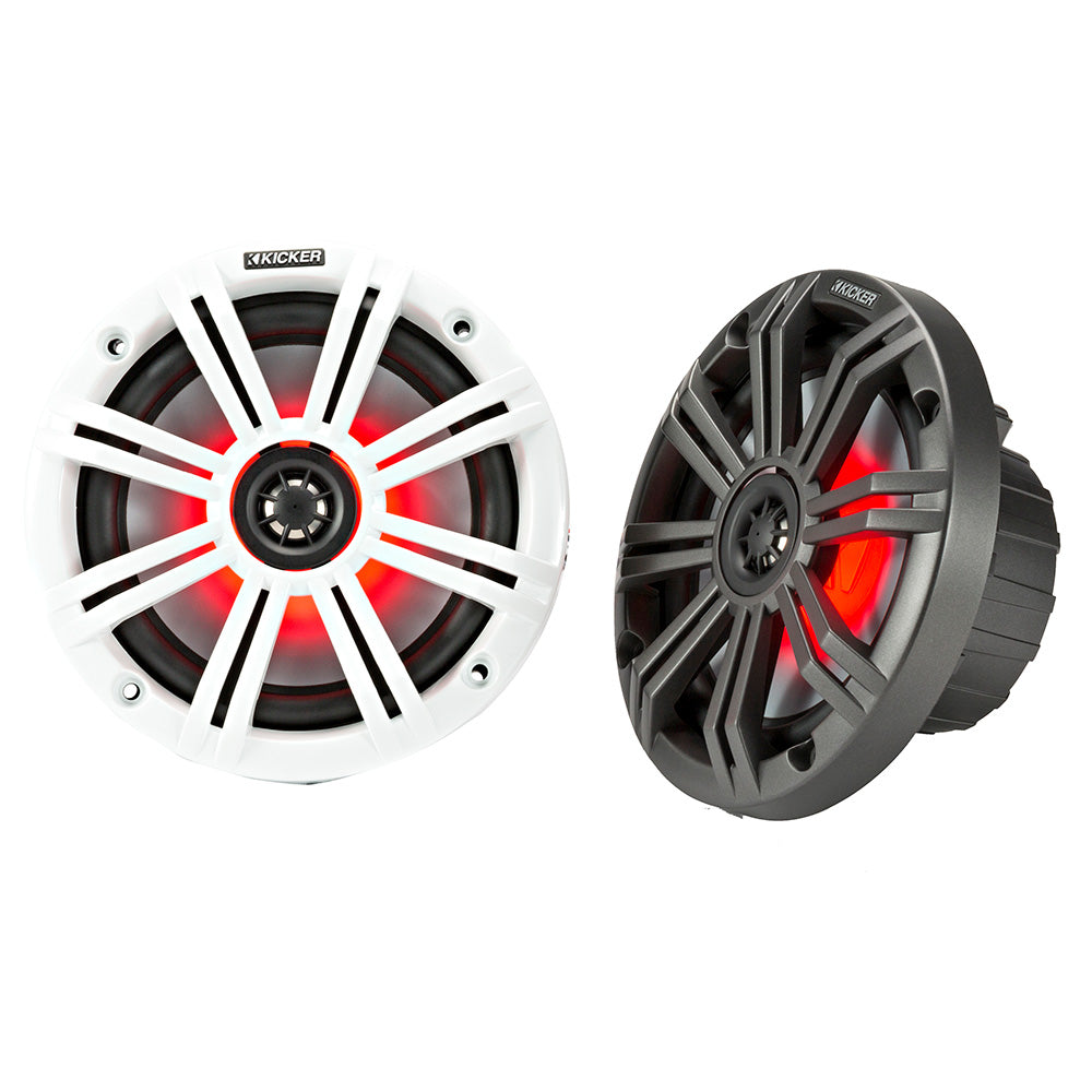 Suncoast Marine and Auto offers KICKER KM65 6.5" LED Marine Coaxial Speakers w/3/4" Tweeters - 4-Ohm, Charcoal White [45KM654L]