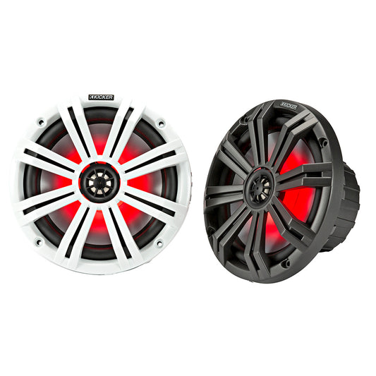 Suncoast Marine and Auto offers KICKER KM8 8" LED Marine Coaxial Speakers w/1" Tweeters - 4-Ohm, Charcoal White [45KM84L]