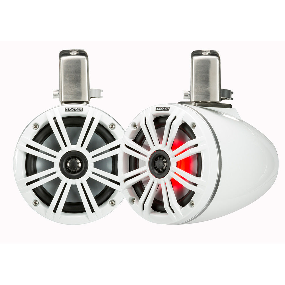 Suncoast Marine and Auto offers KICKER KMTC65 6.5" LED Coaxial Tower System - White w/White Grille [45KMTC65W]