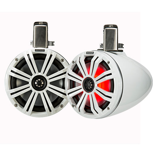 Suncoast Marine and Auto offers KICKER KMTC8 8" LED Coaxial Tower System - White w/White Grille [45KMTC8W]