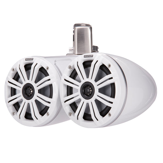 Suncoast Marine and Auto offers KICKER KMTC65 6.5" LED Coaxial Dual Tower System - White w/White Grille [45KMTDC65W]