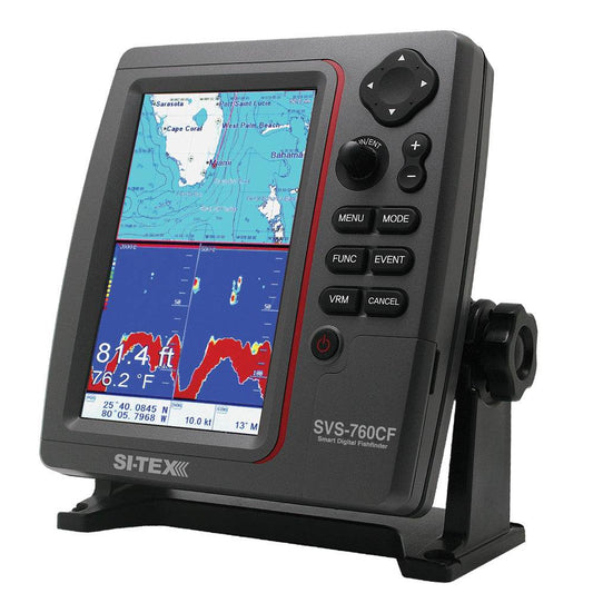 Suncoast Marine and Auto offers SI-TEX GPS Dual Frequency 600W Sonar System - 7 Color LCD w/Internal External GPS Antenna C-MAP 4D Card [SVS-760CF+]