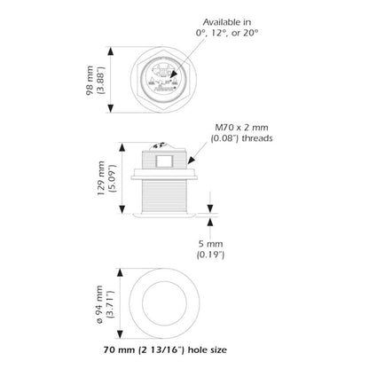 Suncoast Marine and Auto offers Airmar B75HW High Wide Chirp Transducer - 12 Degree Deadrise, 600W Thru Hull [B75C-12-HW-MM]