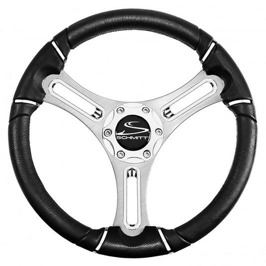 Suncoast Marine and Auto offers Schmitt Marine Torcello 14" Wheel - 04 Series - Polyurethane Wheel w/Chrome Trim Cap - Brushed Spokes - 3/4" Tapered Shaft [PU043144-12R]