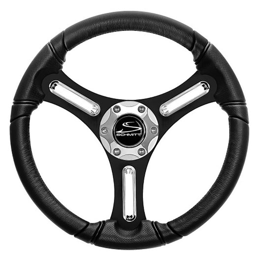 Suncoast Marine and Auto offers Schmitt Marine Torcello 14" Wheel - 03 Series - Polyurethane Wheel w/Chrome Spoke Inserts Cap - Black Brushed Spokes - 3/4" - Retail Packaging [PU031104-12R]