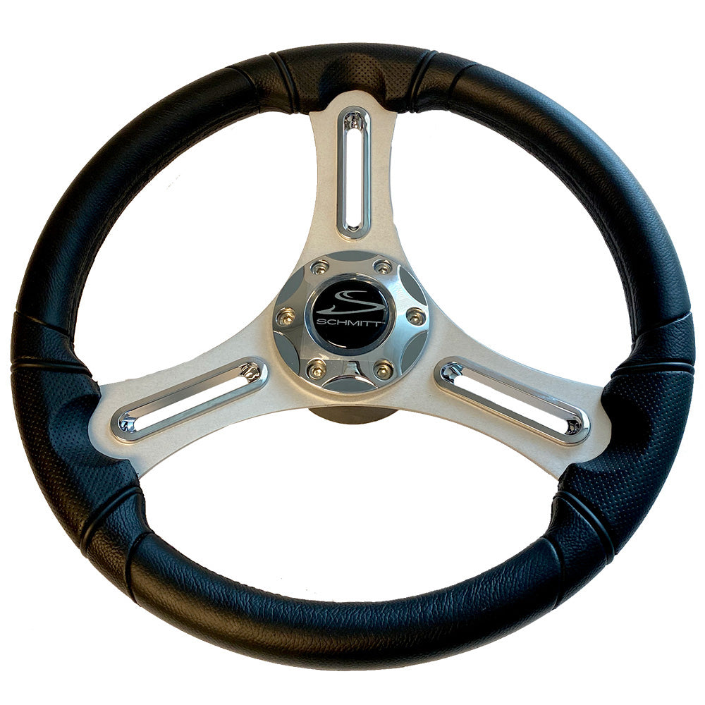 Suncoast Marine and Auto offers Schmitt Marine Torcello 14" Wheel - 03 Series - Polyurethane Wheel w/Chrome Trim Cap - Brushed Spokes - 3/4" Tapered Shaft - Retail Packaging [PU033104-12R]