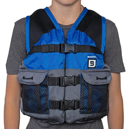 Suncoast Marine and Auto offers Bluestorm Sportsman Youth Mesh Fishing Life Jacket - Deep Blue [BS-105-NAV-Y]