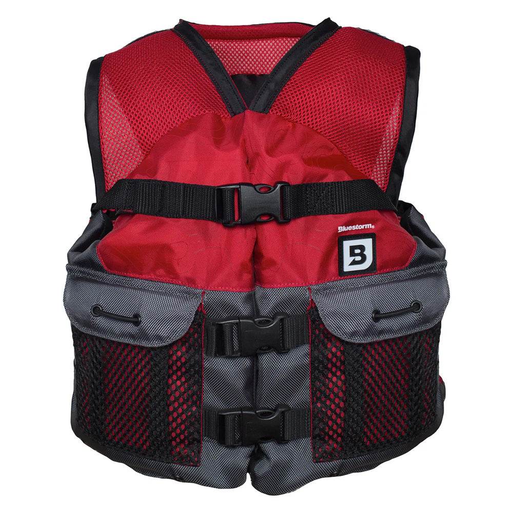 Suncoast Marine and Auto offers Bluestorm Sportsman Youth Mesh Fishing Life Jacket - Nitro Red [BS-105-RED-Y]