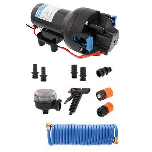 Suncoast Marine and Auto offers Jabsco HotShot HD5 Heavy Duty Washdown Pump Kit w/25' HoseCoil - 12V - 5GPM - 70PSI [P501J-119N-4A]