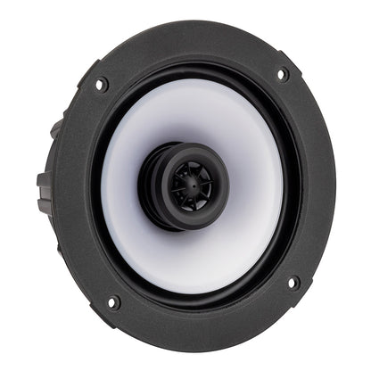 Suncoast Marine and Auto offers KICKER KM614FL 6.5" Low Profile Coaxial Marine Speakers w/RGB Lighting - 4-Ohm, White [51KM614FL]