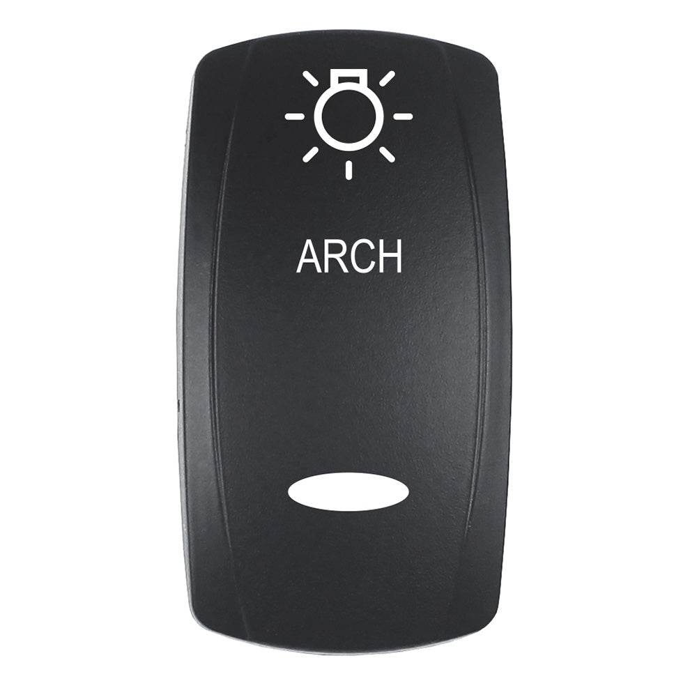 Suncoast Marine and Auto offers Pacer Actuator - 'ARCH' f/V Series Contura Switches - Black - Laser Etched (Top/Bottom Light) [EV2LE-ARCH]