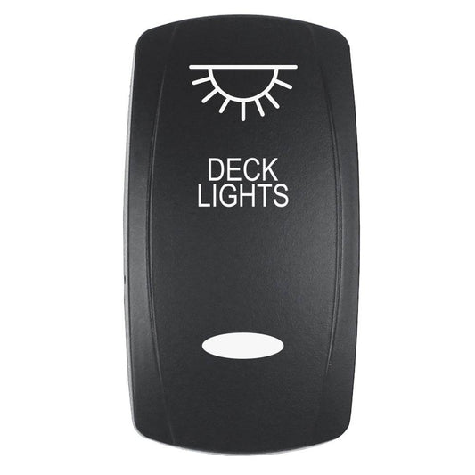 Suncoast Marine and Auto offers Pacer Actuator - 'DECK LIGHTS' f/V Series Contura Switches - Black - Laser Etched (Top/Bottom Light) [EV2LE-DECK]