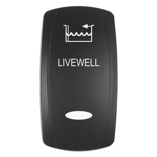 Suncoast Marine and Auto offers Pacer Actuator - 'LIVEWELL' f/V Series Contura Switches - Black - Laser Etched (Top/Bottom Light) [EV2LE-LVWL]