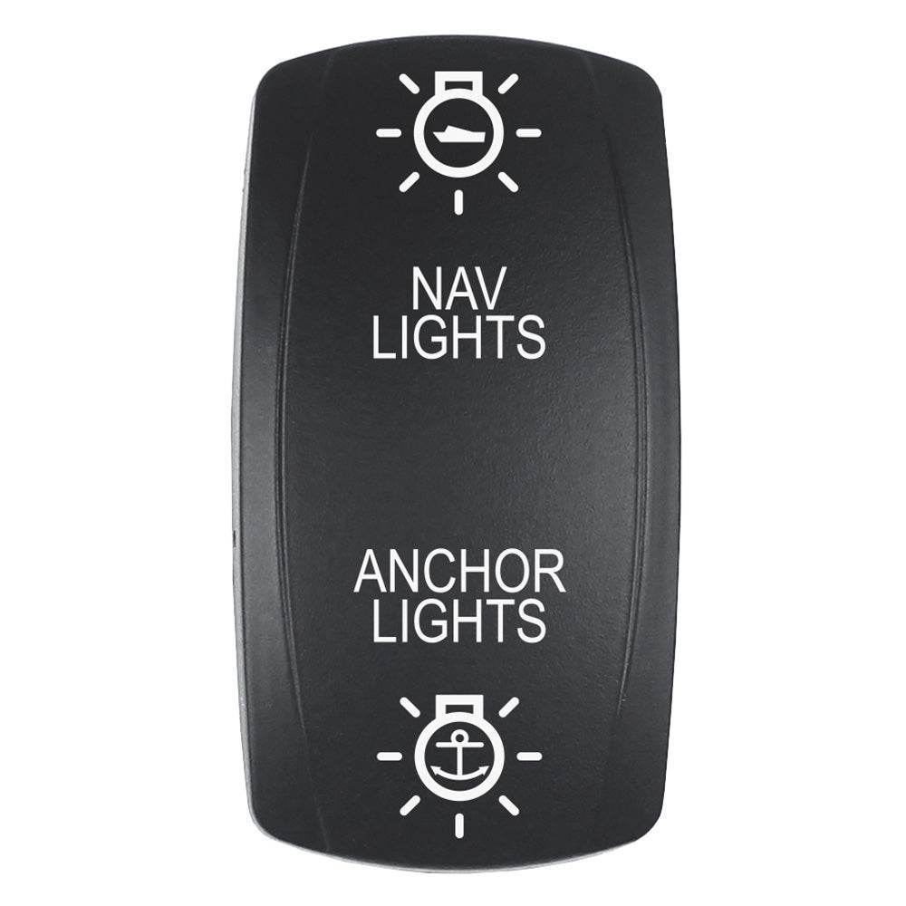 Suncoast Marine and Auto offers Pacer Actuator - 'NAV/ANC' f/V Series Contura Switches - Black - Laser Etched (Top/Bottom Light) [EV2LE-NAVANC]