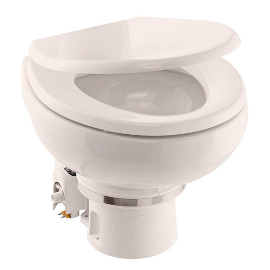 Suncoast Marine and Auto offers Dometic MasterFlush MF 7120 - Bone - Electric Macerating Toilet w/Orbit Base Slow Close Seat - Freshwater - 12V [9610007272]