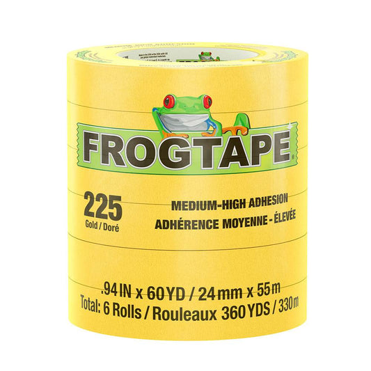 Suncoast Marine and Auto offers FrogTape CP 225 Medium-High Adhesion Masking Tape - 24MM x 55M x 6-Pack - Gold - Rated for 225F [105320]