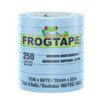 Suncoast Marine and Auto offers FrogTape CP 250 Medium-High Adhesion Masking Tape - 18MM x 55M x 8-Pack - Light Blue - Rated for 250F [105770]