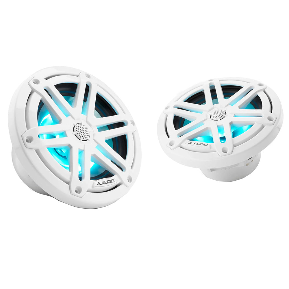 Suncoast Marine and Auto offers JL Audio M3 Series 6.5" Marine Coaxial Speakers w/Gloss White Sport Grilles w/RGB LED Lighting - M3-650X-S-Gw-i [010-03064-00]