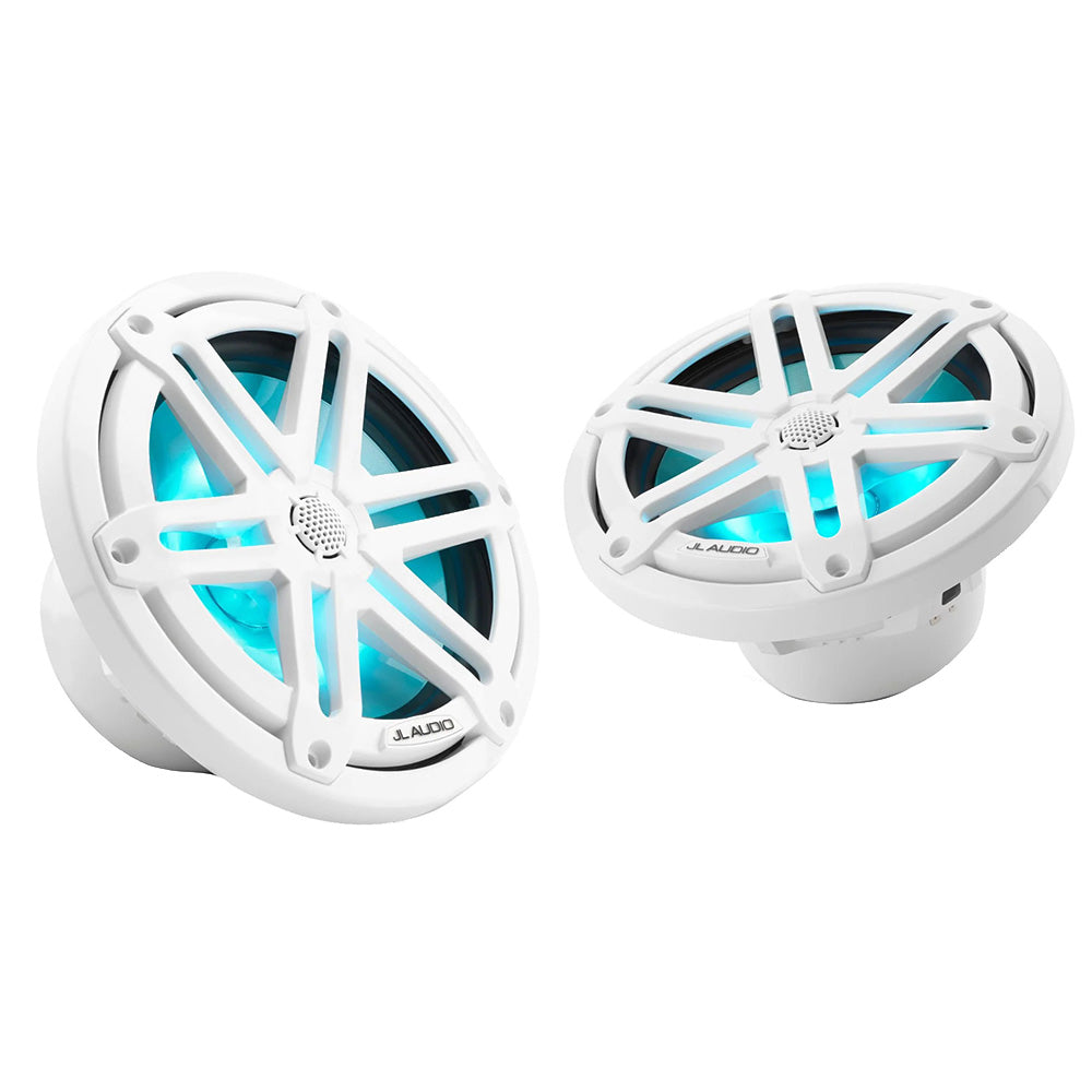 Suncoast Marine and Auto offers JL Audio M3 Series 7.7" Marine Coaxial Speakers w/Gloss White Sport Grilles w/RGB LED Lighting - M3-770X-S-Gw-i [010-03069-00]