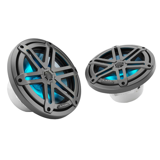 Suncoast Marine and Auto offers JL Audio M3 Series 7.7" Marine Coaxial Speakers w/Grey Metallic Sport Grilles w/RGB LED Lighting - M3-770X-S-Gm-i [010-03067-00]