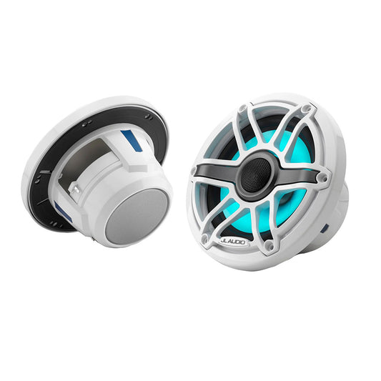 Suncoast Marine and Auto offers JL Audio M6 Series 6.5" Marine Coaxial Speakers w/Gloss White Sport Grille Transflective LED Lighting - M6-650X-S-GwGw-i [010-03093-00]