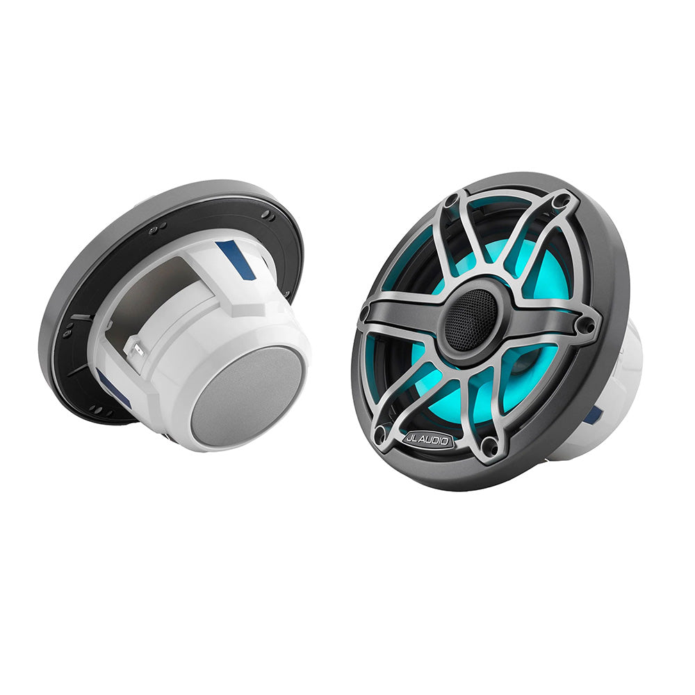 Suncoast Marine and Auto offers JL Audio M6 Series 6.5" Marine Coaxial Speakers w/Grey Metallic Sport Grille Transflective LED Lighting - M6-650X-S-GmTi-i [010-03092-00]