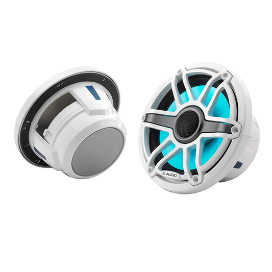 Suncoast Marine and Auto offers JL Audio M6 Series 7.7" Marine Coaxial Speakers w/Gloss White Sport Grille Transflective LED Lighting - M6-770X-S-GwGw-i [010-03074-00]