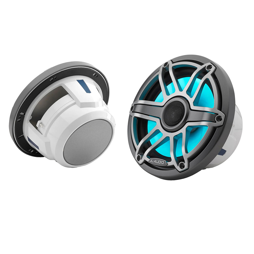 Suncoast Marine and Auto offers JL Audio M6 Series 7.7" Marine Coaxial Speakers w/Grey Metallic Sport Grille Transflective LED Lighting - M6-770X-S-GmTi-i [010-03076-00]