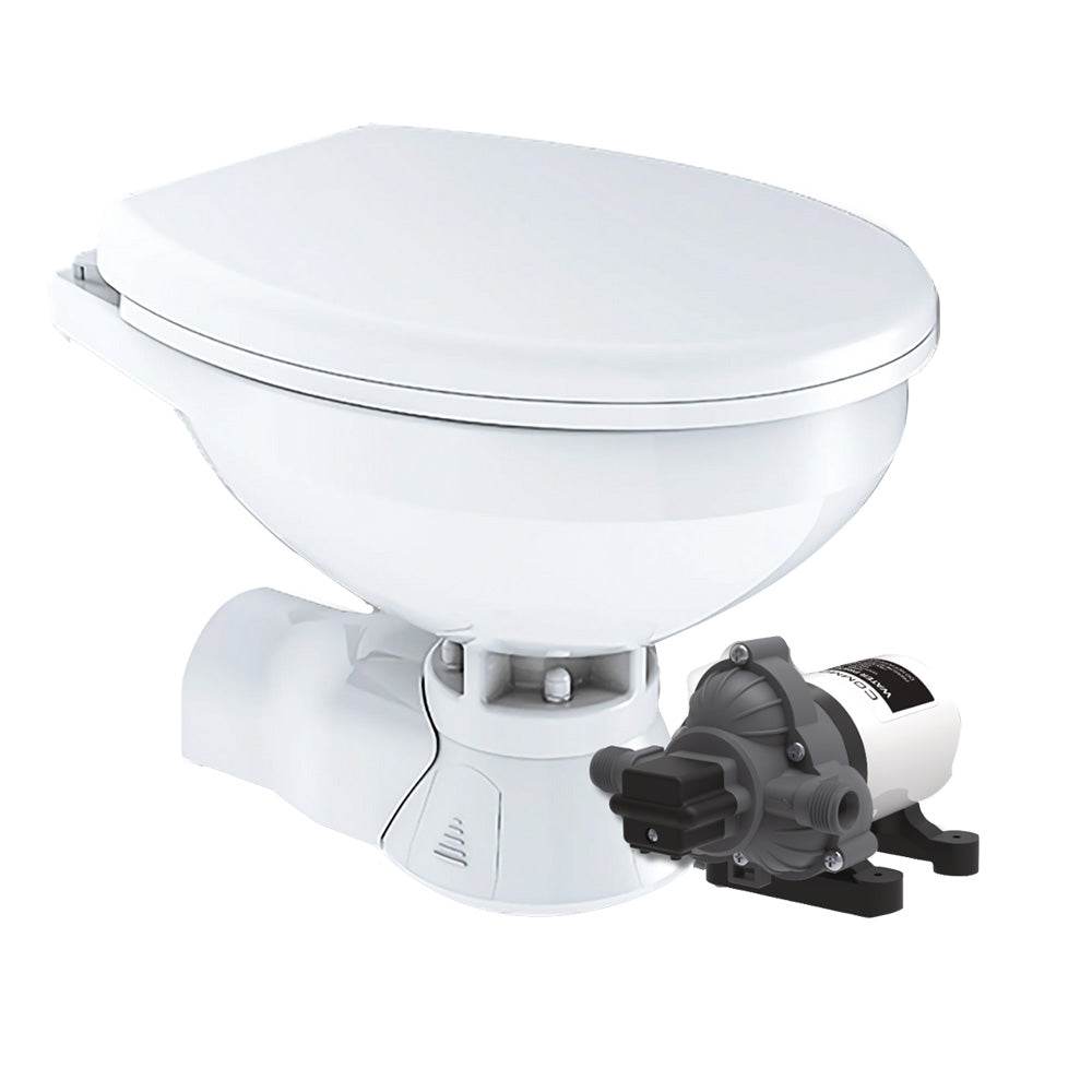 Suncoast Marine and Auto offers Commodore Quiet Flush Electric Toilet - Rear Macerator - Raw Water Pump - Regular Size [CM4RMT]