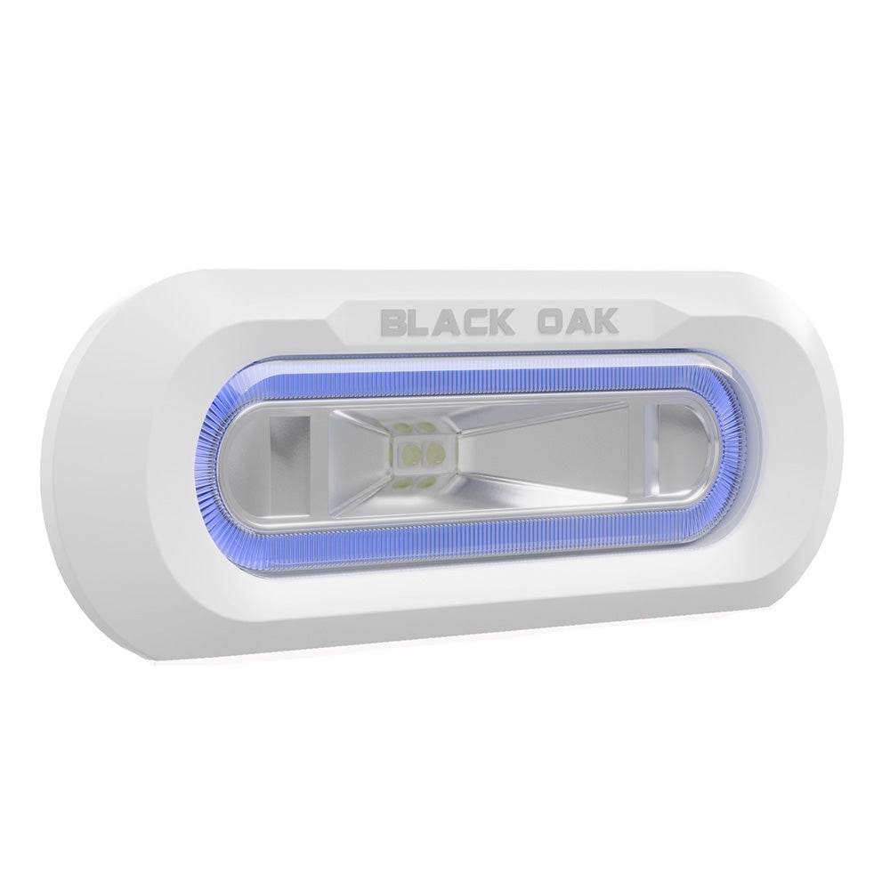 Suncoast Marine and Auto offers Black Oak Low Pro Marine Spreader Light - Flush Mount - White Housing - Blue LED [MLPS-FB]