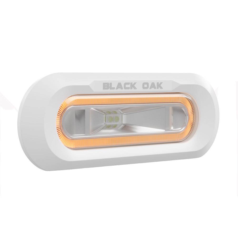 Suncoast Marine and Auto offers Black Oak Low Pro Marine Spreader Light - Flush Mount - White Housing - Amber LED [MLPS-FA]