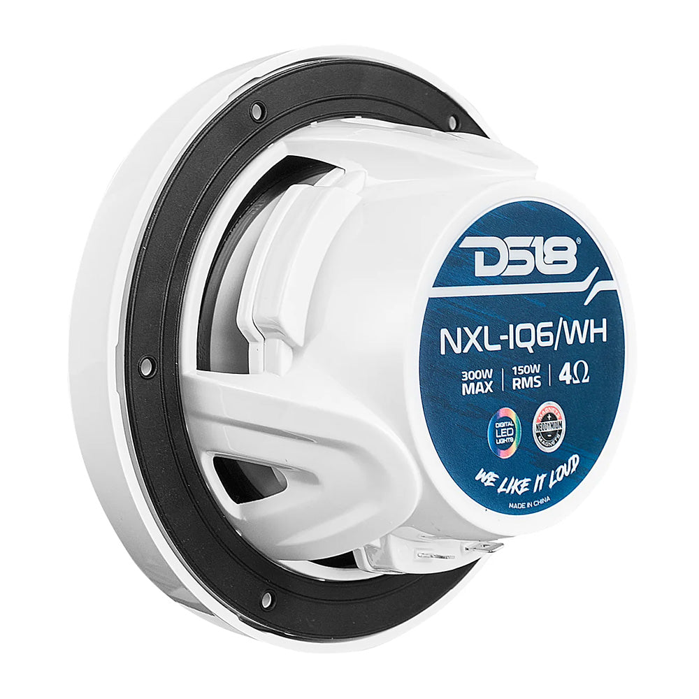 Suncoast Marine and Auto offers DS18 6.5" 2-Way Coaxial Marine Speakers w/Digital LED Lights Bullet Tweeter - White - 150W, 4-Ohm [NXL-IQ6/WH]