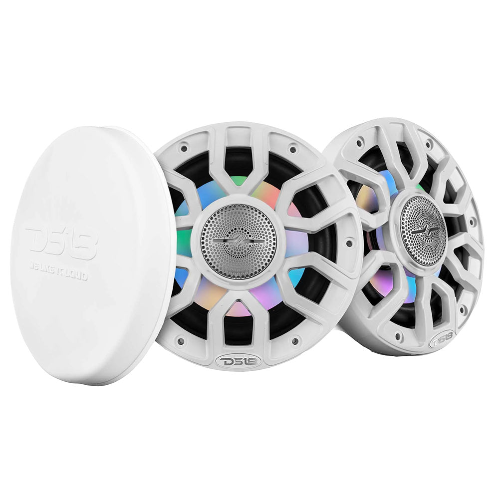 Suncoast Marine and Auto offers DS18 6.5" 2-Way Coaxial Marine Speakers w/Digital LED Lights Bullet Tweeter - White - 150W, 4-Ohm [NXL-IQ6/WH]